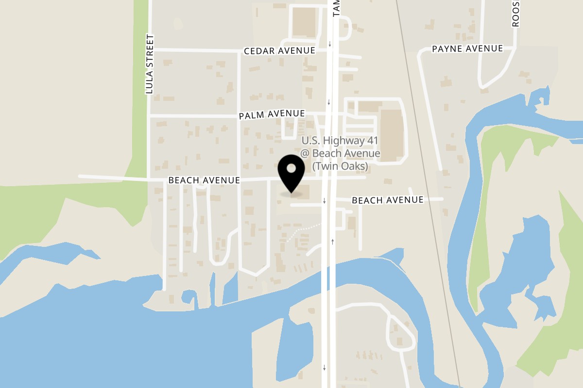 Map showing the location of Rack City Ribz llc on 11201 US Hwy 41 S in Gibsonton